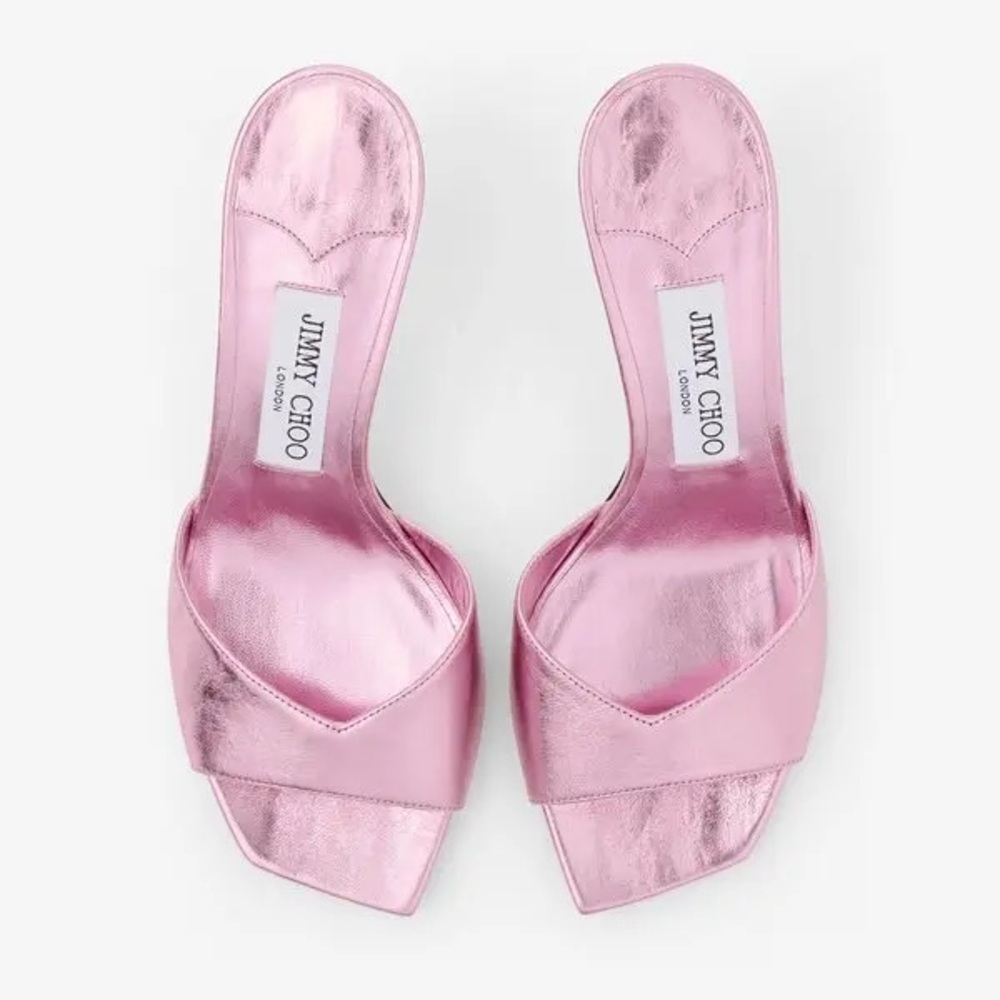 NWT Jimmy Choo Skye 70 Leather Sandal Metallic Pink Heels - Picture 3 of 7